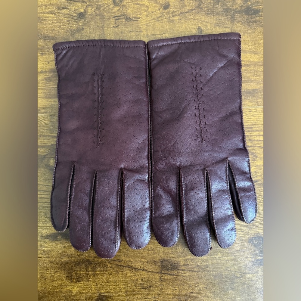 Vintage Berman’s Genuine Leather Gloves Women’s Large Plum Purple Maroon Lined